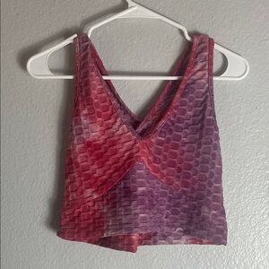 Hot Kiss Pink and Purple Textured Crop Top